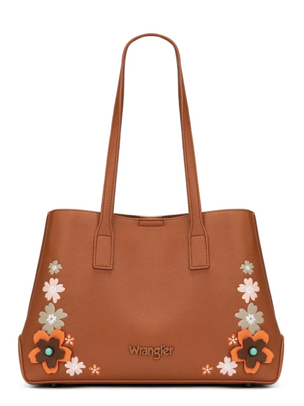 Wrangler Floral Accent Tote Shoulder Bag Brown